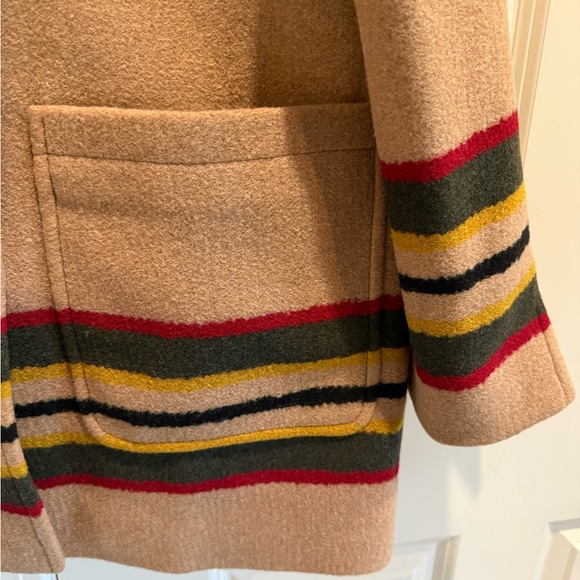 Pendleton Women's Camel Camp Coat with Multicolor Stripes - NWOT - Picture 3 of 6